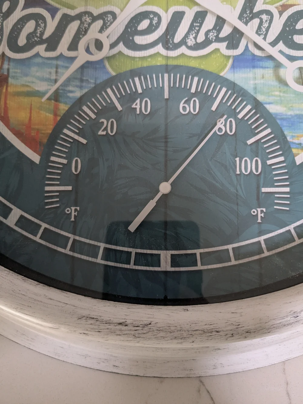Margaritaville Blue and White Coastal Wall Clock Thermometer
